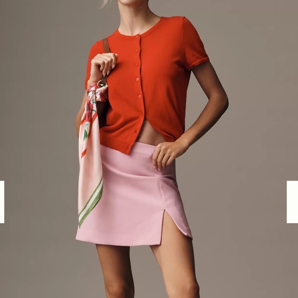 Maeve anthro mini skirt - pink